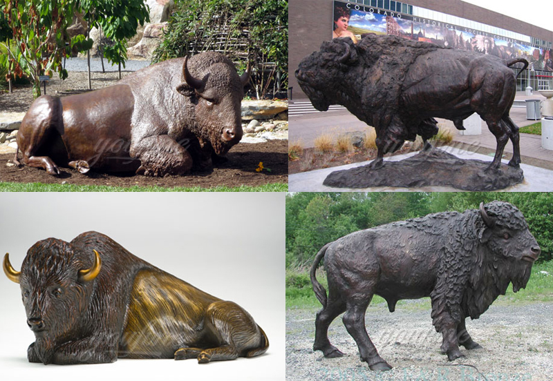 life size bronze american bison statue for sale