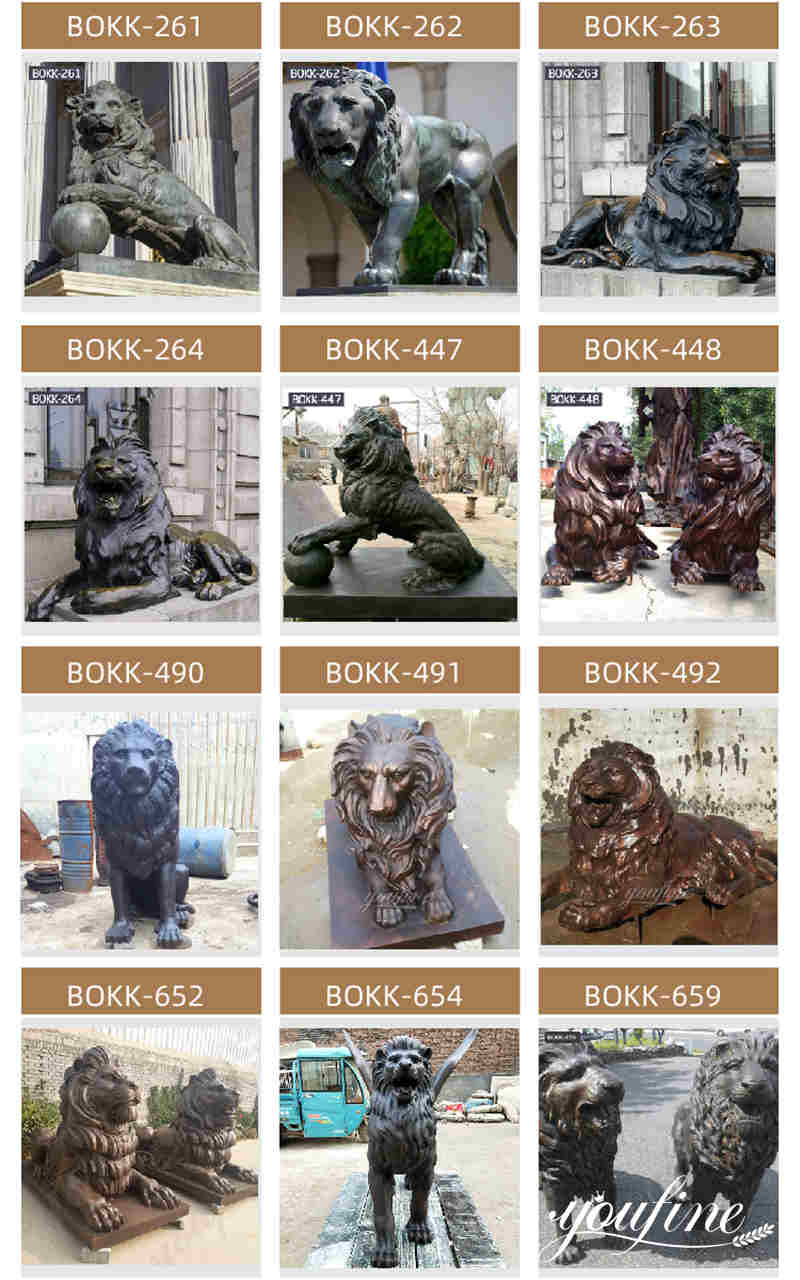 bronze lion statues outdoor 
