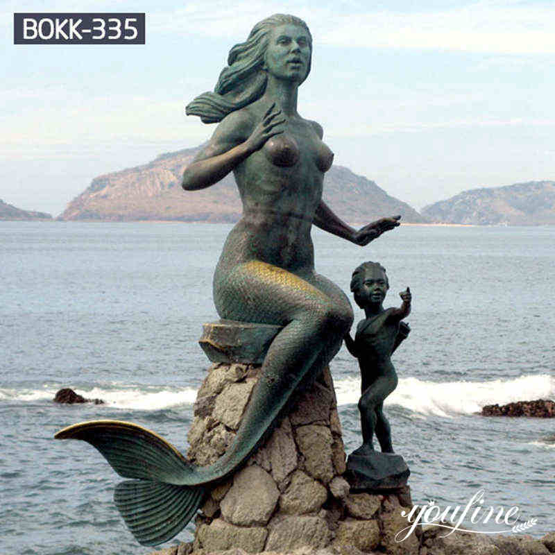 bronze mermaid statue, 