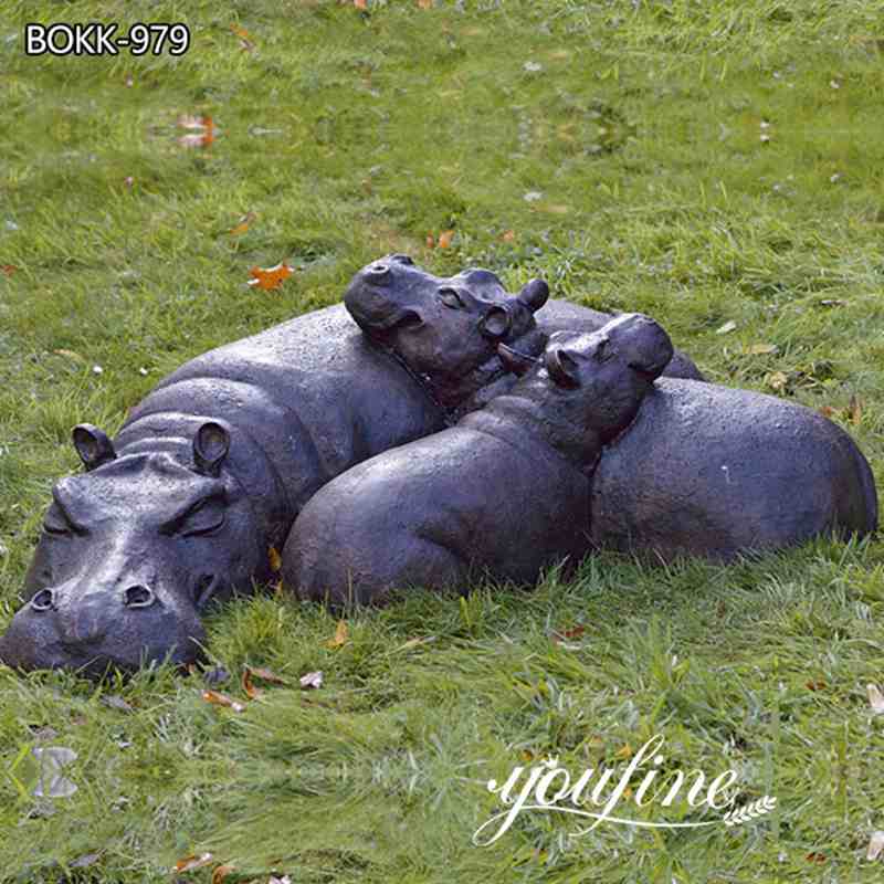 Life size Bronze Hippo Family Statue Decor for Sale Youfine sculpture