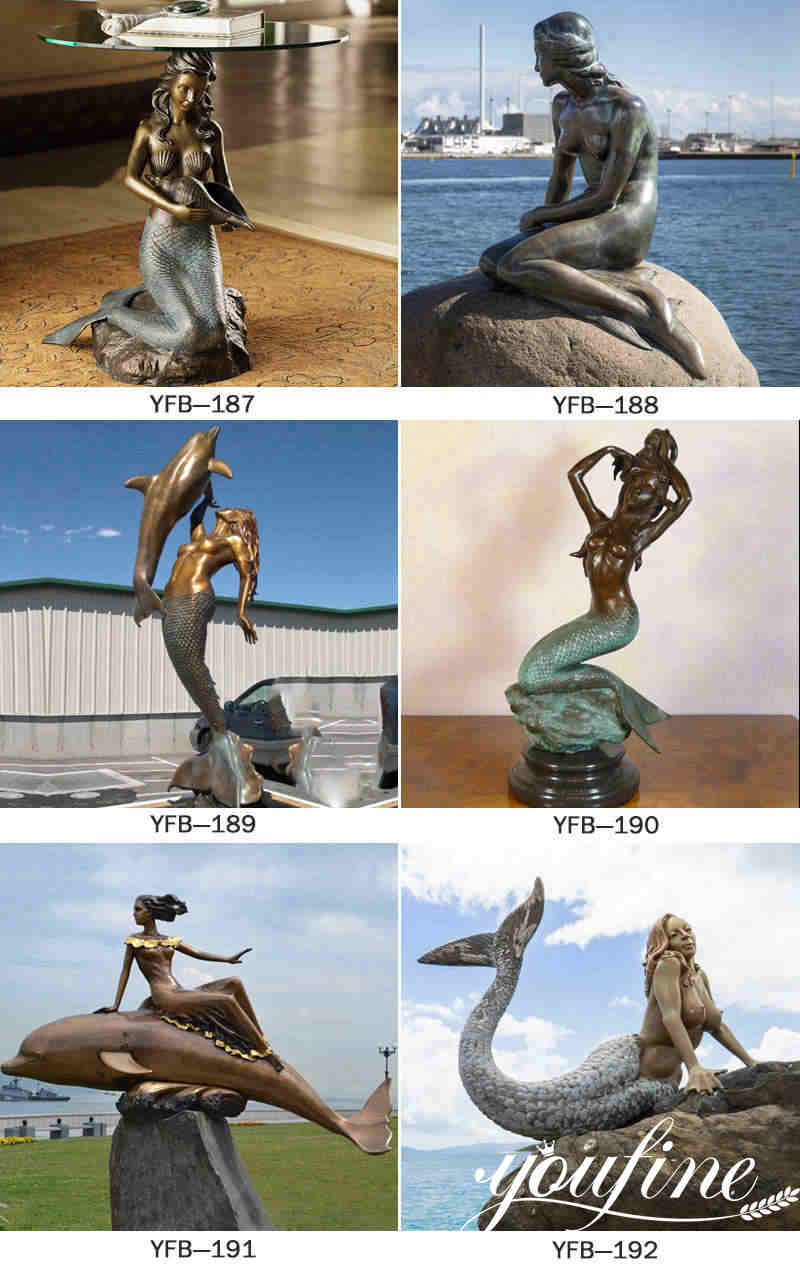 large bronze mermaid statue 