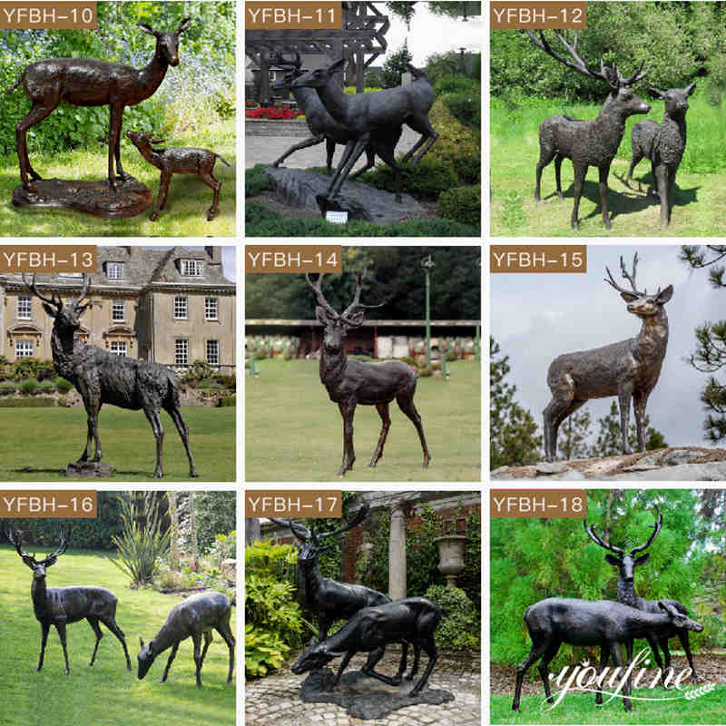 bronze deer sculptures,