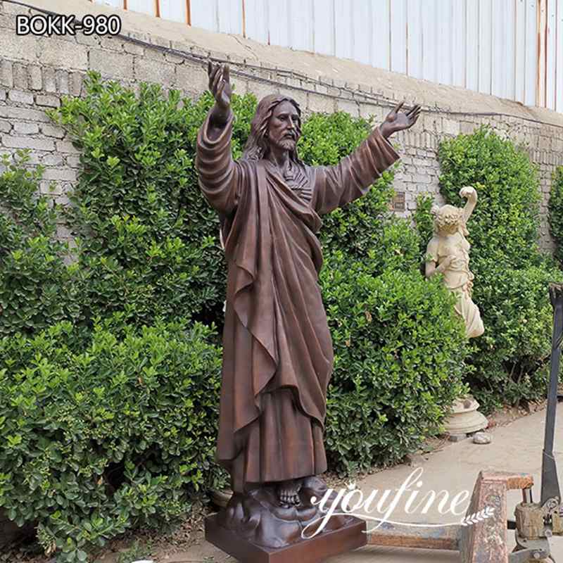 Catholic Religious Life Size Bronze Jesus Statue With Openning Hand-Youfine sculpture