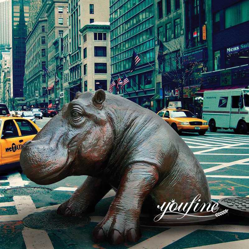 Life size Outdoor Hippo Bronze Sculpture for Park-Youfine sculpture
