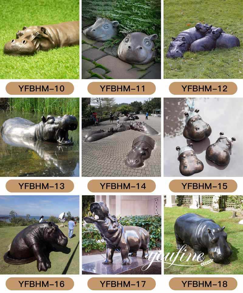 Life size Outdoor Hippo Bronze Sculptures for Sale-Youfine sculpture