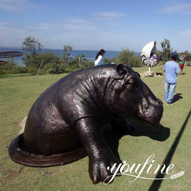 Life size Outdoor come out Hippo Bronze Sculpture for Sale BOKK-978-youfine sculpture
