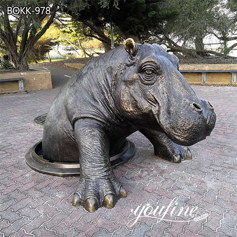 Life size Outdoor come out Hippo Bronze Sculpture- youfine sculpture