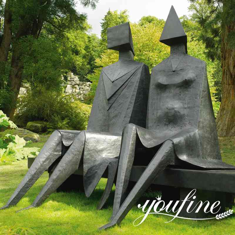 Modern Abstract Sitting Couple on Bench Bronze Sculptures Outdoor for Sale- Youfine
