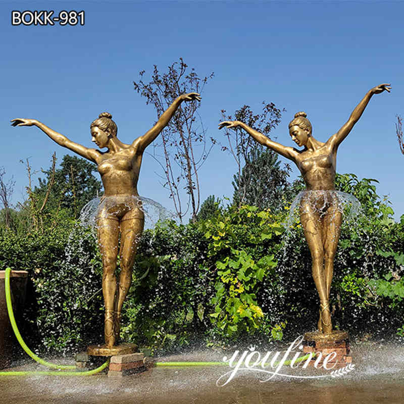 Life-size Casting Bronze Dancing Girl Water Feature for Garden Wholesale