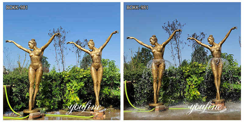 Life-size Casting Bronze Dancing Girl Water Feature for Garden Wholesale