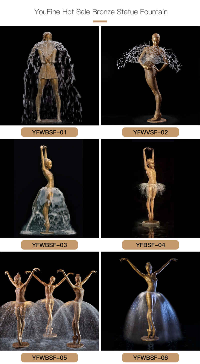 Life-size Casting Bronze Dancing Girl Water Feature for Garden