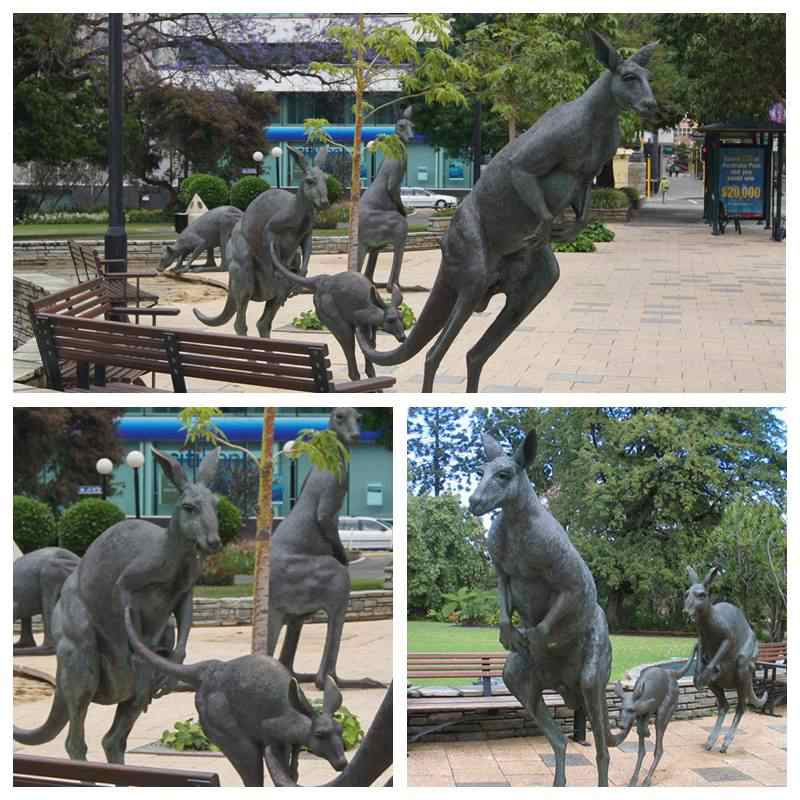 Outdoor Life Size Bronze Kangaroo Family Sculptures - Youfine
