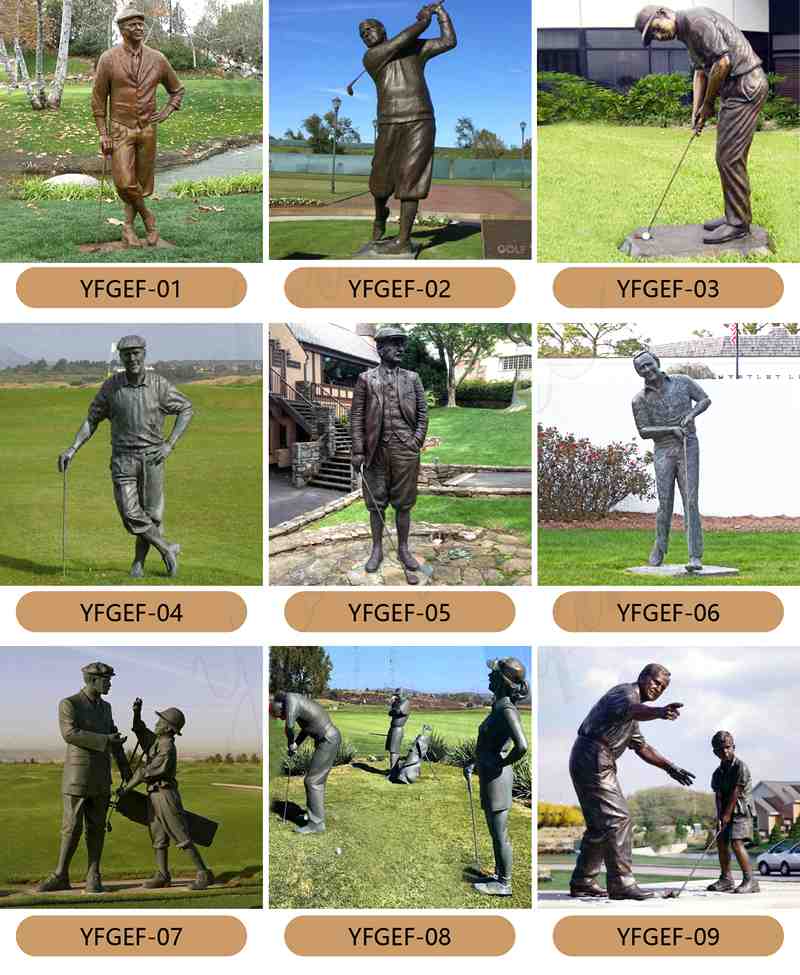 Life Size Customized Bronze Golf Statue Lawn Decoration Factory Supplier