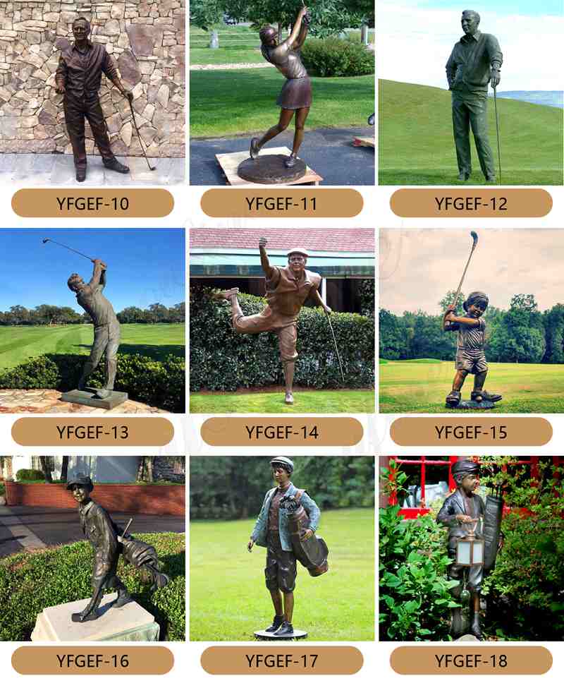 Life Size Customized Bronze Golf Statue Lawn Decoration Factory Supplier