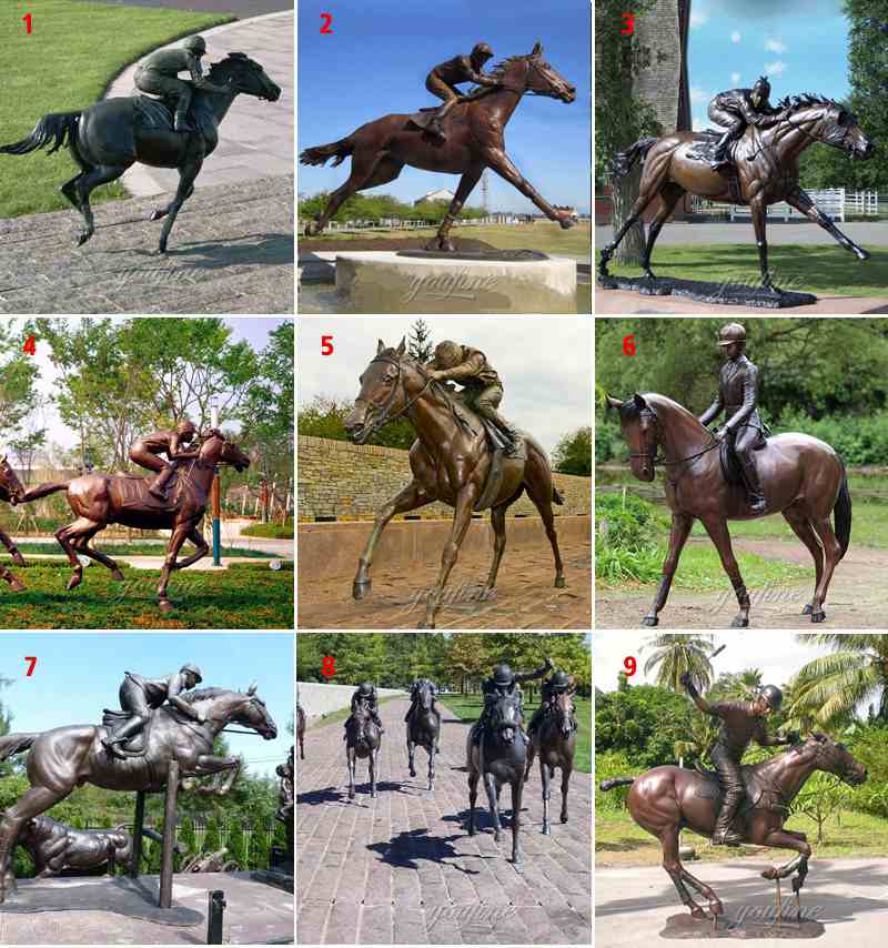 Life Size Antique Bronze Horse and Figure Outdoor Decor factory supplier