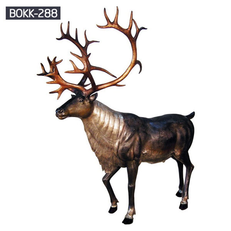 Life Size Casting Bronze Caribou Statue Garden Animal Decor factory supplier