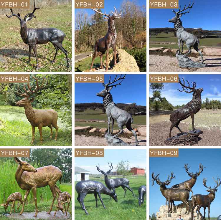 Life Size Casting Bronze Caribou Statue Garden Animal Decor factory supplier