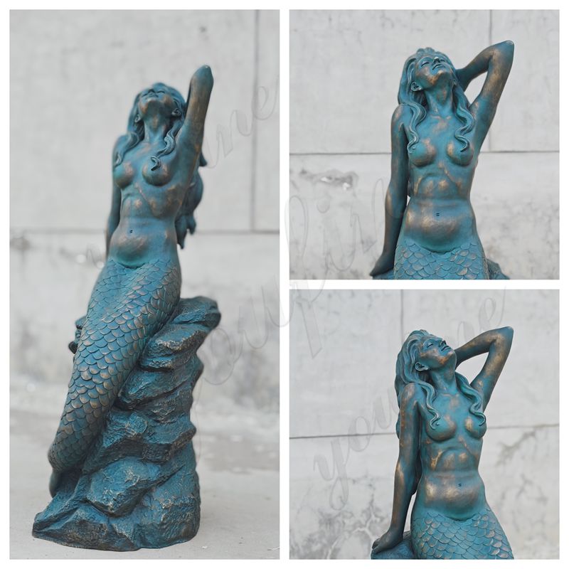 all details of bronze mermaid posture