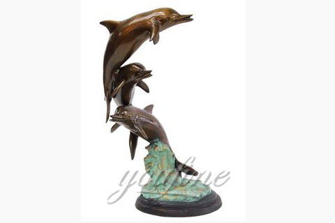 Home Decorative Double Bronze Dolphins Statue