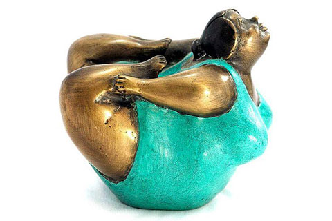 Excellent Casting Bronze Yoga Fat Lady Sculpture