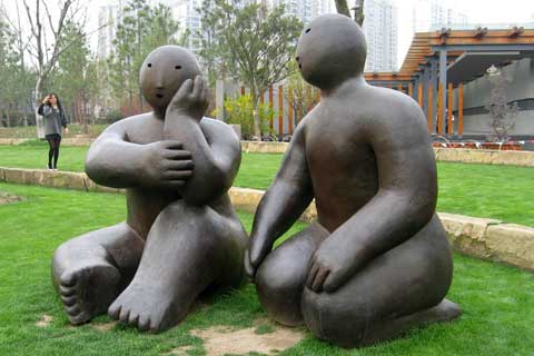 Garden design outdoor Decorative Bronze Abstract Figures Sculpture on Sale
