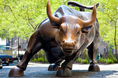 Hot Selling outdoor Famous design Statue Life Size Bronze Wall Street Bull Sculpture for Sale