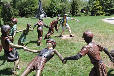 Popular design outdoor Garden & Yard Bronze Sculpture with Children Playing
