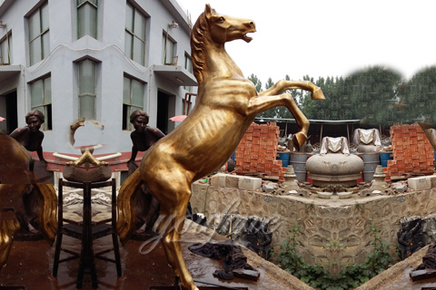 Outdoor Large Bronze jumping horse statue
