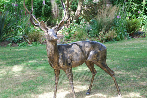 BOK-217 Garden Decorative Antique Bronze Deer Statue Animal Sculpture for Yard
