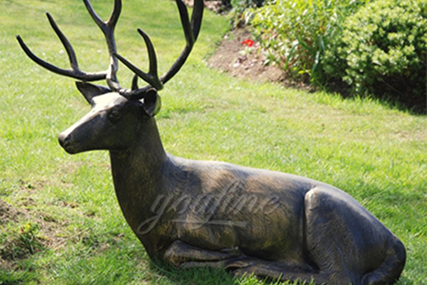 BOK-246 Life Size Art Deer Statue Antique Bronze Animal Sculpture for Garden Decor