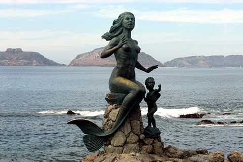 bronze mermaid statue,