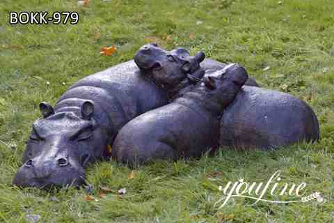 Life size Bronze Hippo Family Statue Youfine Sculpture