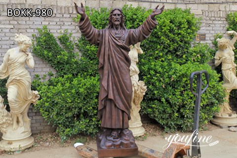 Catholic Religious Life Size Bronze Jesus Statue With Openning Hand For Sale -Youfine