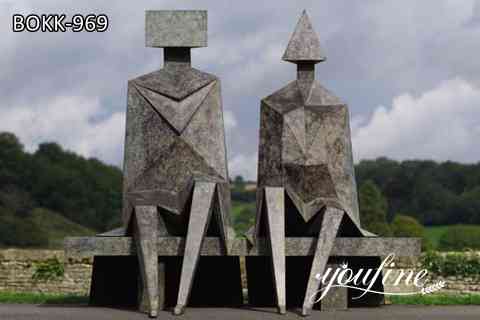 Modern Abstract Sitting Couple on Bench Bronze Sculptures Outdoor for Sale- Youfine Art